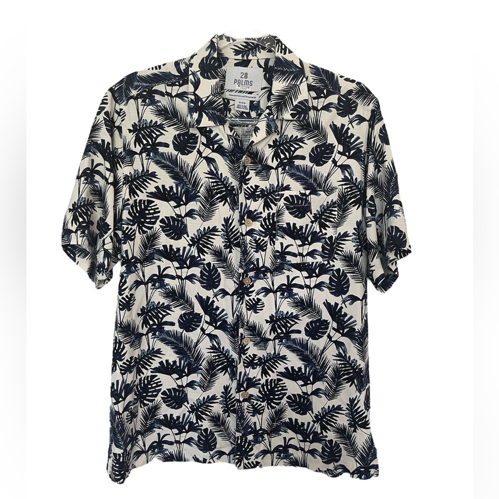 28 Palms Men's Relaxed-fit 100% Silk Tropical Vacation Shirt Size M